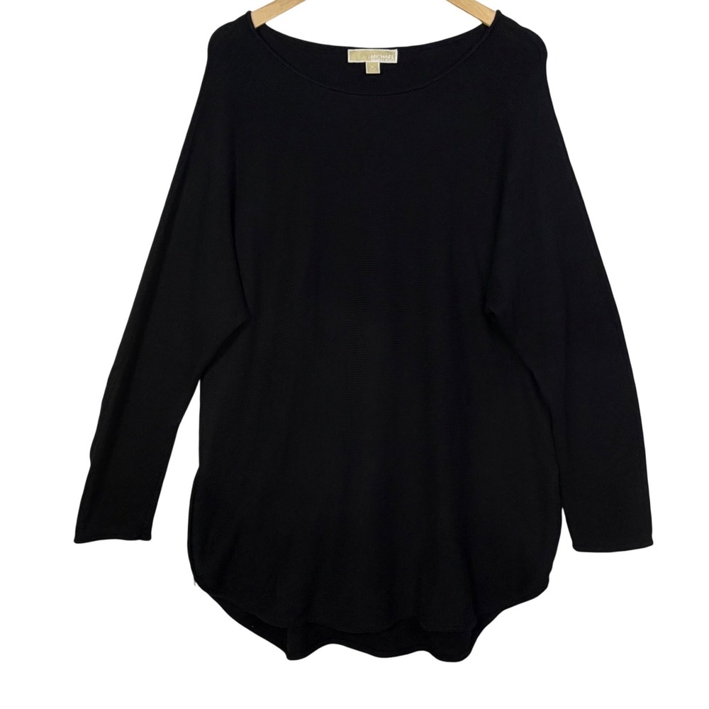 Michael Kors Womens Size XL Black Tunic Sweater Zip‎ Side Casual Chic